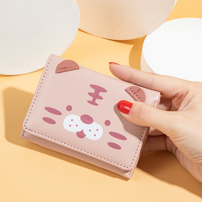 DOMPET LIPAT WANITA IMPORT CEWEK KOREA LUCU KULIT DIARNI WA512P3 PINK KECIL SLOT KARTU MINI UANG MURAH REMAJA KEKINIAN SIMPLE TIPIS BRANDED PREMIUM BATAM