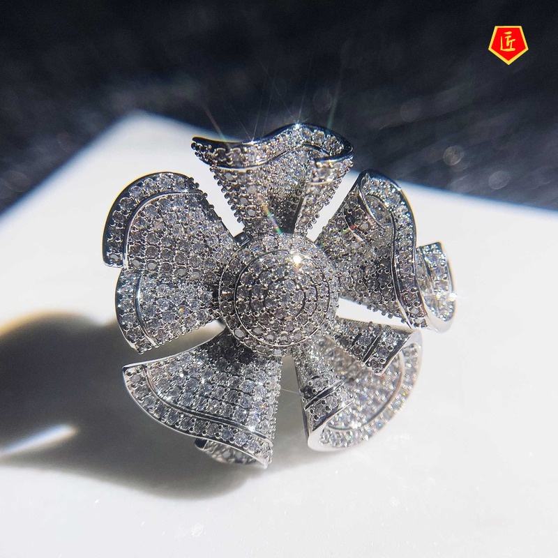 [Ready Stock]Fashion Luxury Super Flash Diamond Ring Heavy Industry Jewelry Design