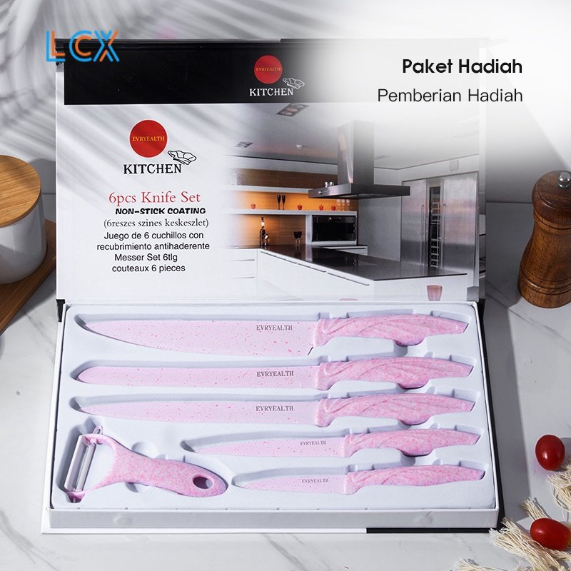 LCX Knives 6 in 1 Set Pisau Dapur Lengkap Pisau Daging Pisau Roti Pisau Serbaguna Pisau Buah Peeler VS-1851