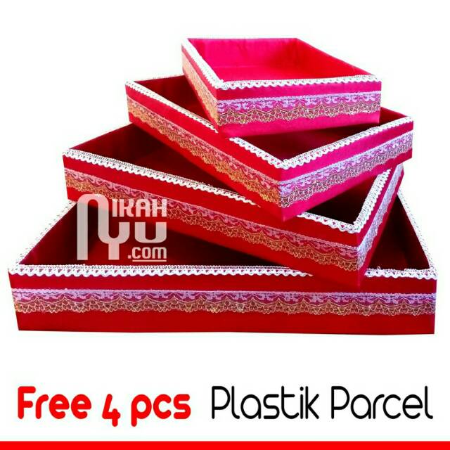 

Kotak Seserahan Pernikahan Warna Merah Isi 4 Pcs + Free Plastik Parcel