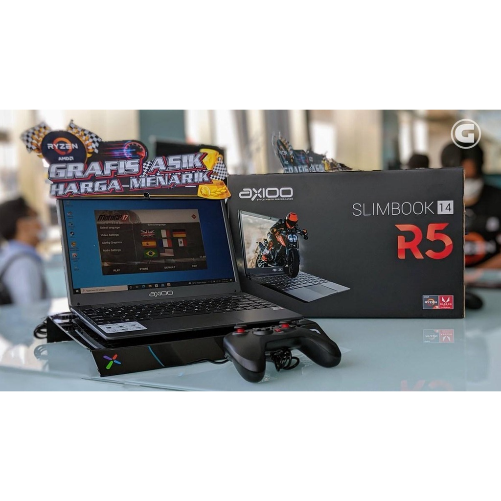 AXIOO SLIMBOOK 14 S1 RYZEN 3 3200 8GB 256SSD VEGA3 W10 PRO 14.0 FHD Gaming Murah