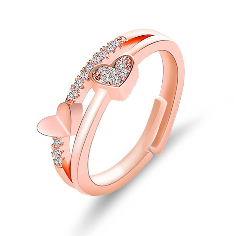 Fancyqube Cincin Model Terbuka Desain Hati Unik Untuk Wanita