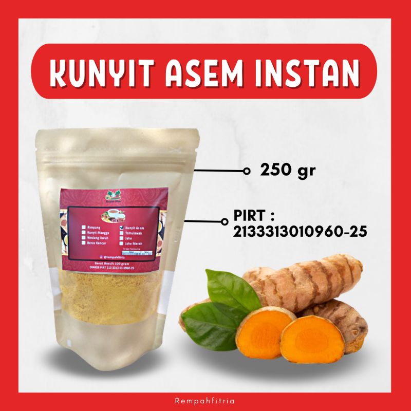 

Minuman Jamu Kunyit Asam Asem Instan Instant Bubuk Serbuk Tradisional Ampas Rempah Fitria 250 Gr