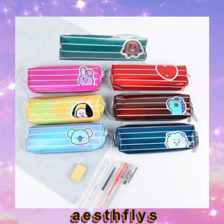 

~HOLOGRAM PENCIL CASE BT21 atau kotak pensil hologram karakter bt21