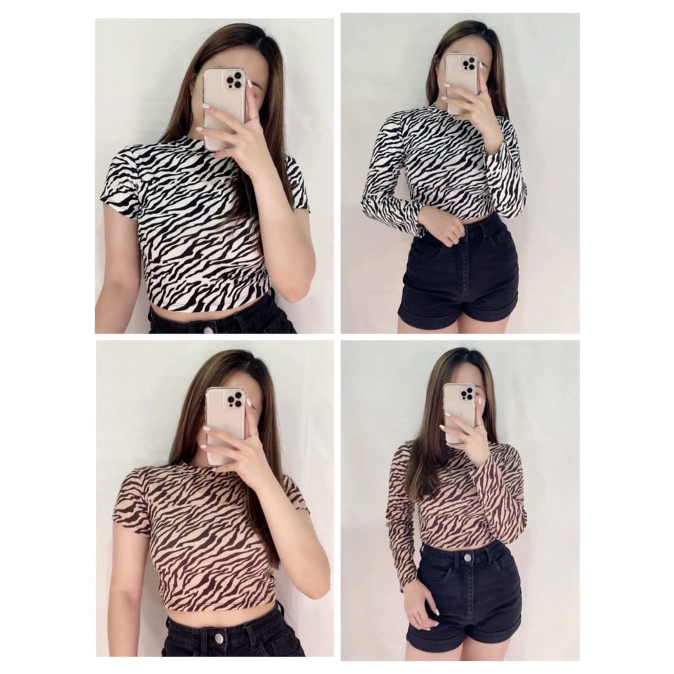 Atasan Crop Top Zebra / Crop Top Zebra / Atasan Lengan Pendek / Atasan Lengan Panjang