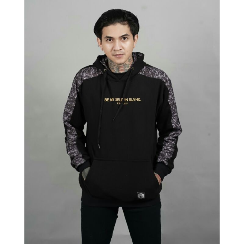 Be My Self Sweater Hoodie Pria Plat Batik Jaket Salviohexia