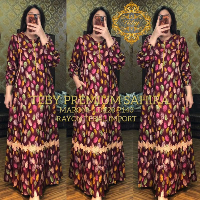 Daster arab TEBY PREMIUM SAHIRA Gamis Rayon Maxi Dress Premium import