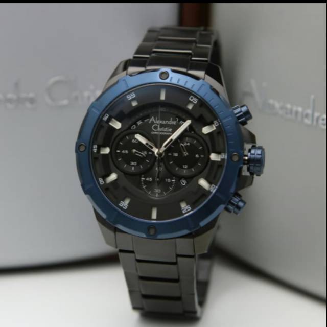Jam pria Alexandre christie AC6529 hitam biru