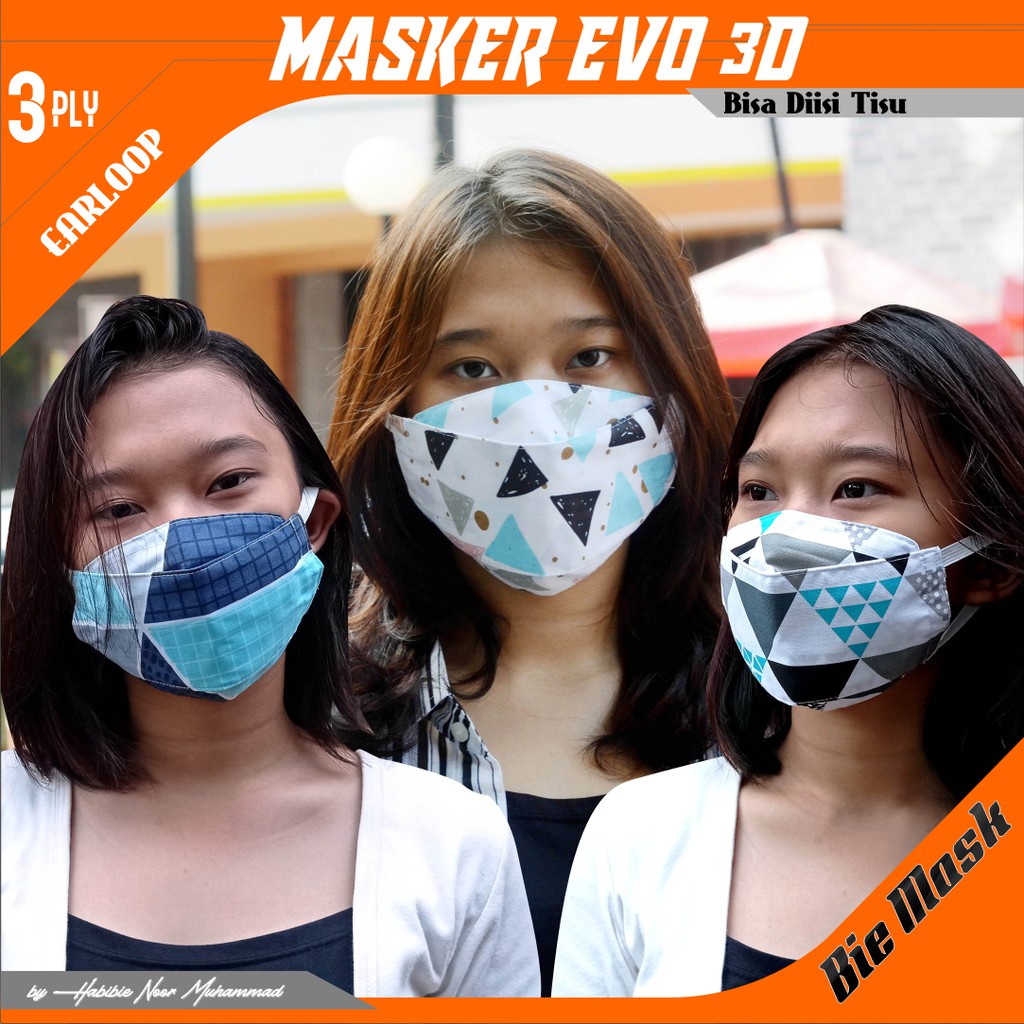 MASKER KAIN 3 PLY EVO EARLOOP KOREAN STYLE / BISA DIISI TISU