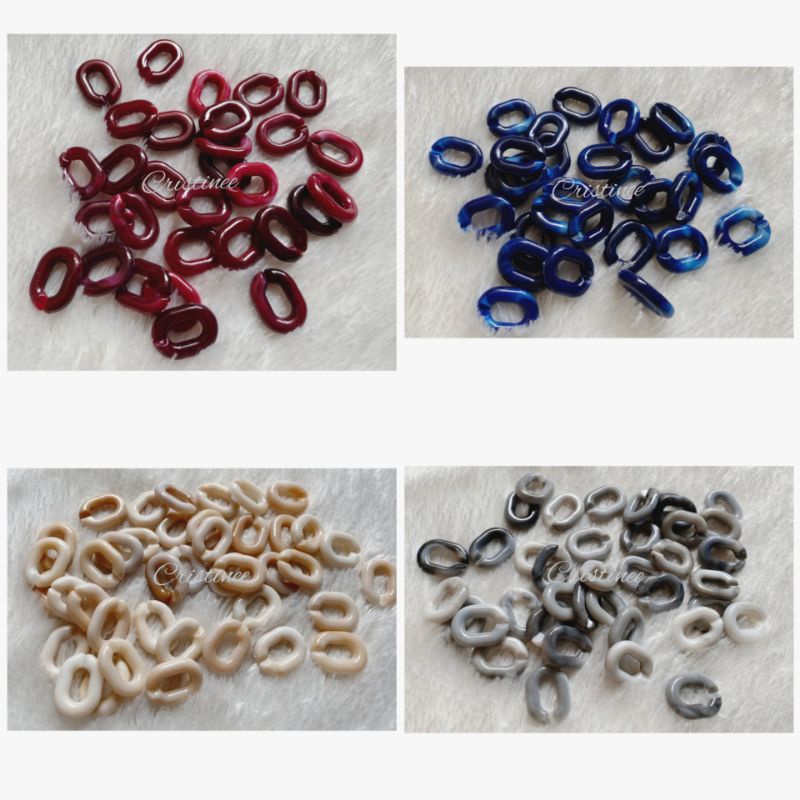 Mote Rantai plastik/ Bahan rantai marmer buat kalung masker ( 20pcs)