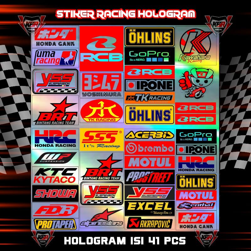 Stiker Racing 1 Pack isi 13 25 27 34 40 41 45 Sticker Sponsor Stiker Motor Setiker Motor Stiker Helm