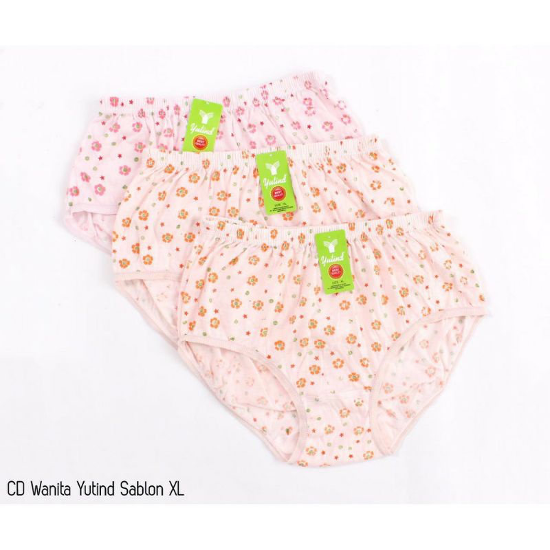 YUTIND | KATUN MISTI - 6 PCS  CD Wanita Yutind ( Sablon / Bordir ) / Celana Dalam Wanita Yutind VARIASI