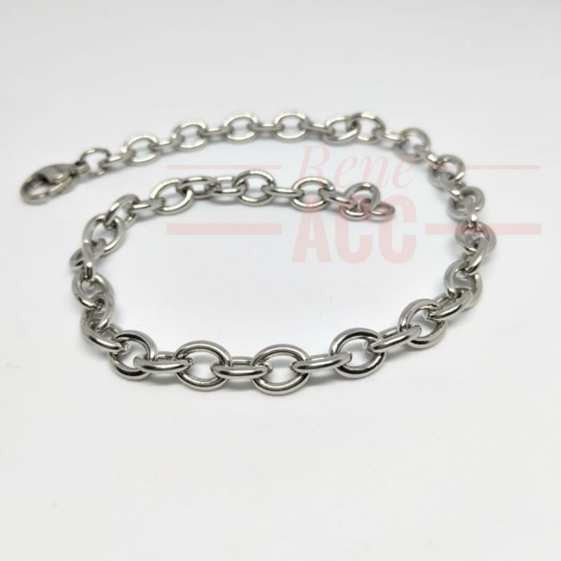 Gelang Titanium Rantai polos panjang 21 cm anti karat