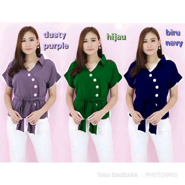 Blouse kemeja variasi kancing miring