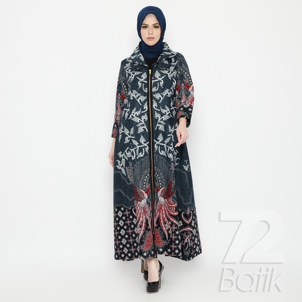 ALONSO GAMIS BATIK PREMIUM FULL TRIKOT LONG DRESS NAVY BIRU DONGKER KATUN PRIMISSIMA 725117 CAP 72