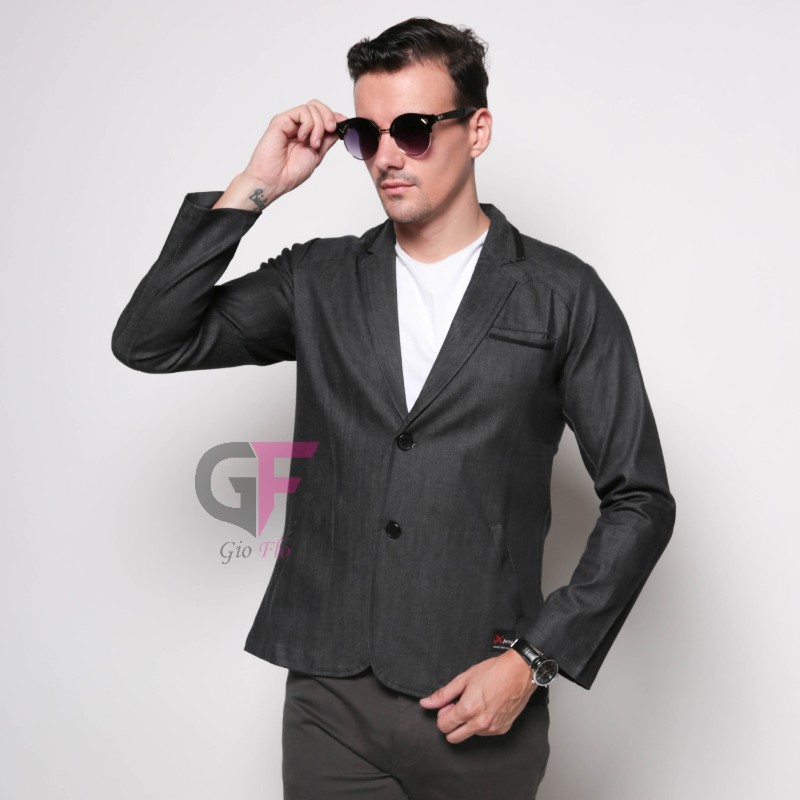 GIOFLO Blazer Slim Fit Pria Black / BLZ 659