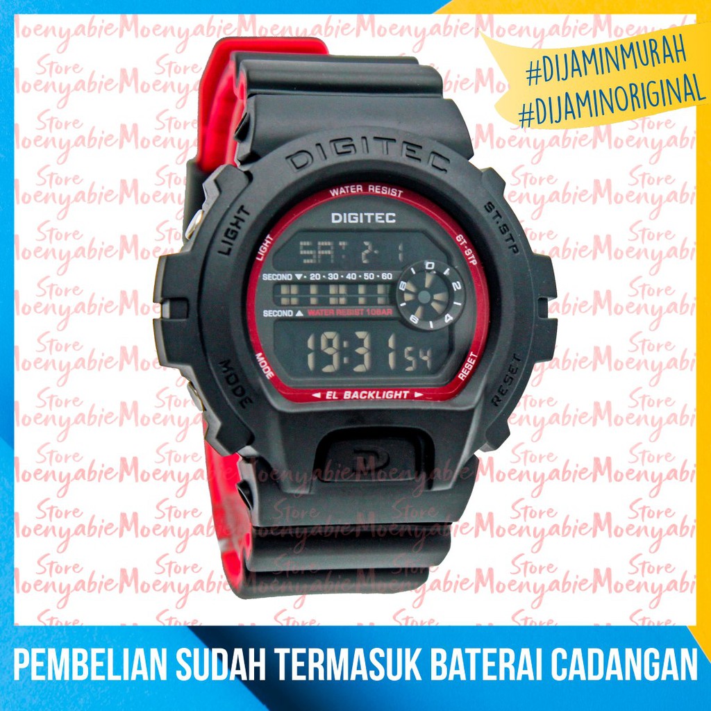 Digitec DG 3098T Black Red Original Dan Anti Air Jam Tangan Digitec Pria