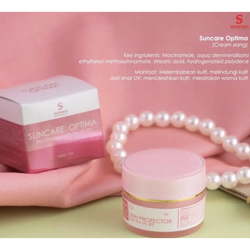 READY Suncare optima pink shineskin spf 50 - bws white cream pagi