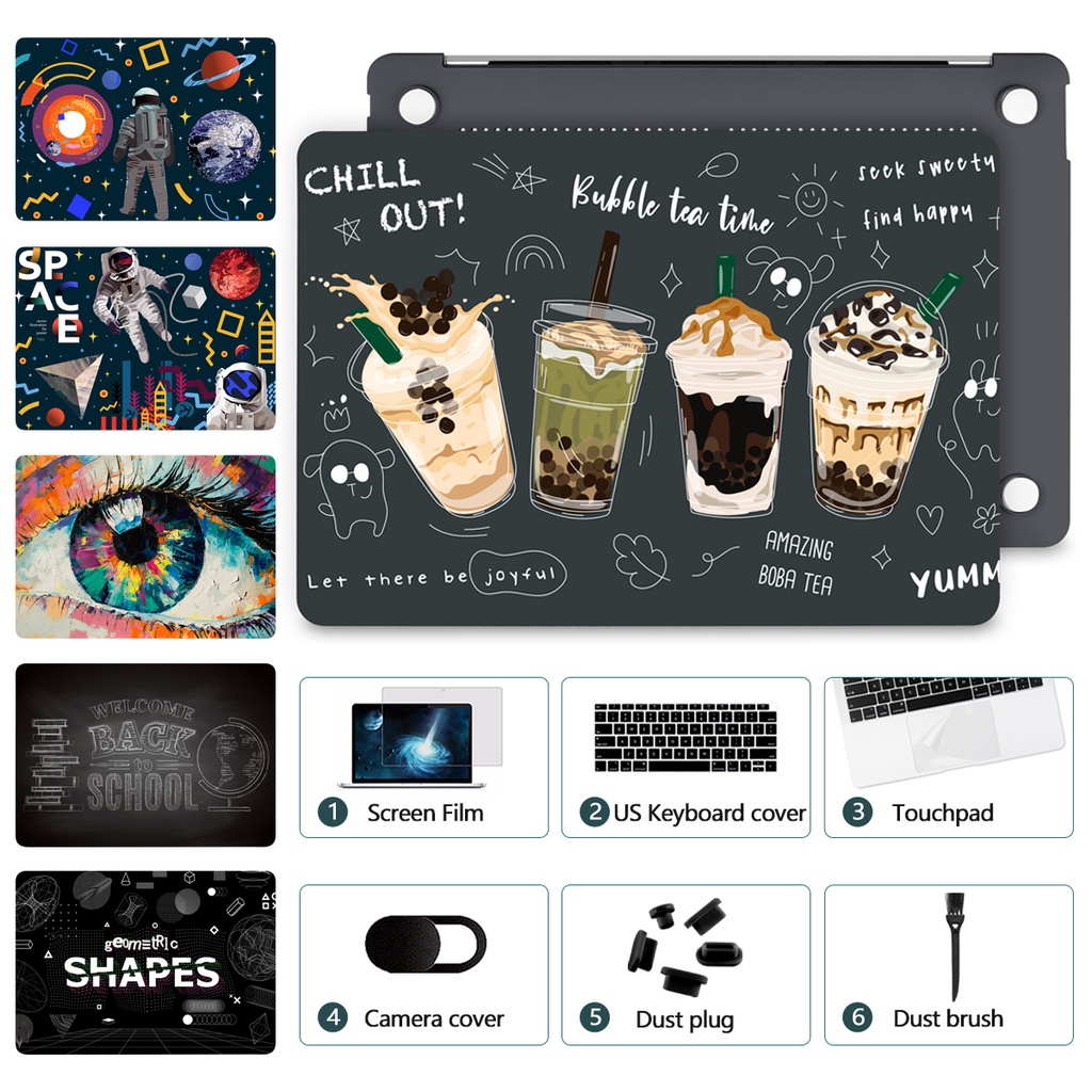  7 in 1  casing motif print macbook untuk 2022 pro m2 a2338 pro13 14 16 m1 max   proa2442 a2485 2021