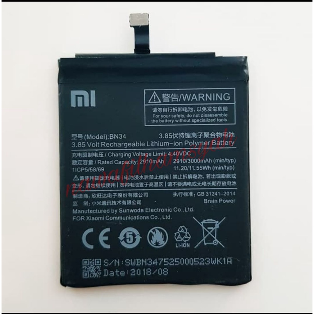 Baterai Batteray Batre xiomi xiaomi redmi 5A Original BN34