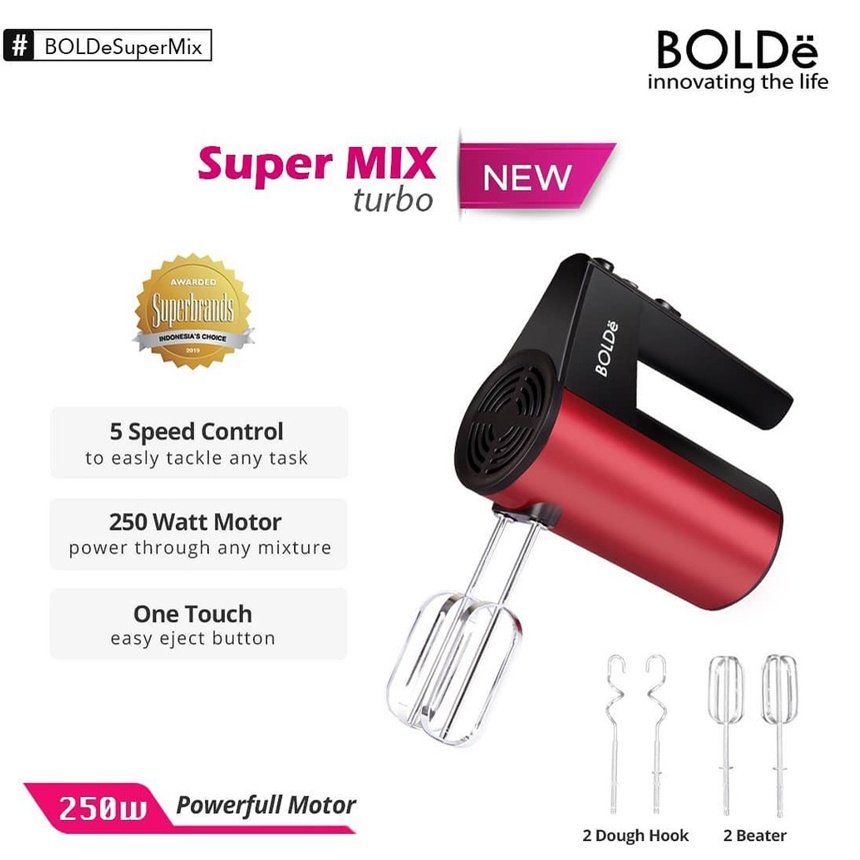 BOLDe Super Mix Turbo - Hand Mixer Tangan 5 Speed