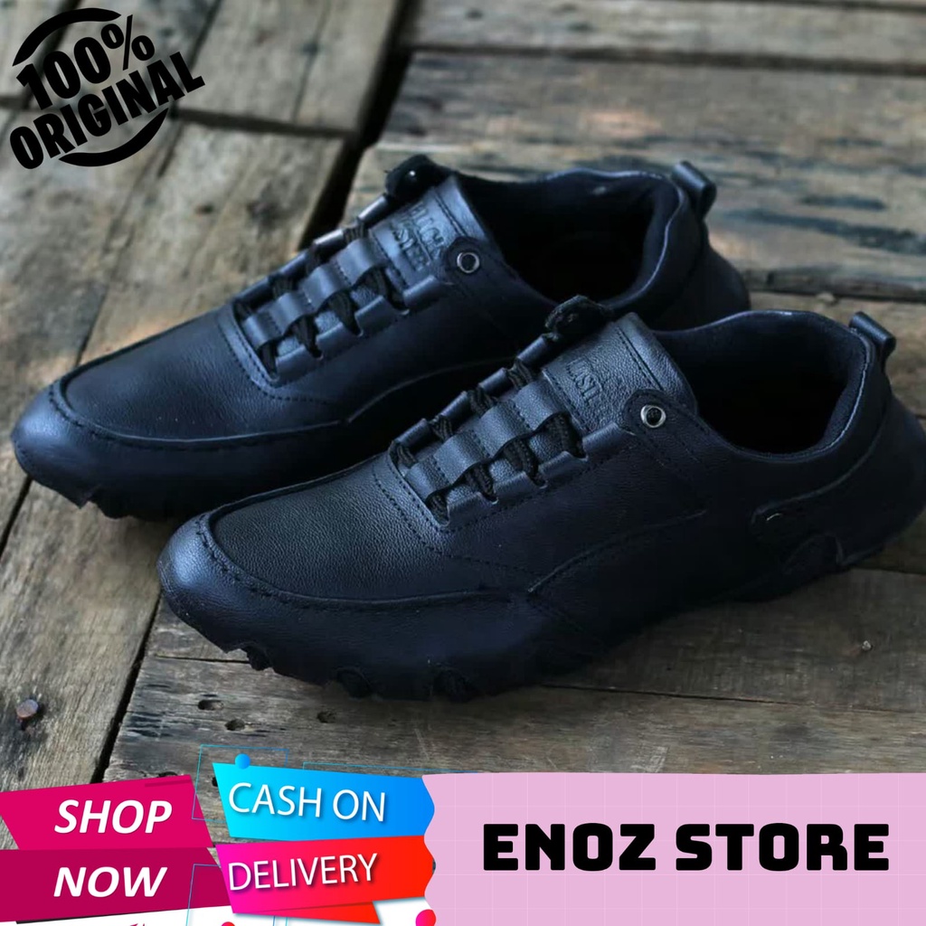 ENOZ DRAGON Sepatu Sneakers Pria Kulit Asli Original Kasual Formal Kerja Kantor Sekolah Kuliah Cowo Kekinian