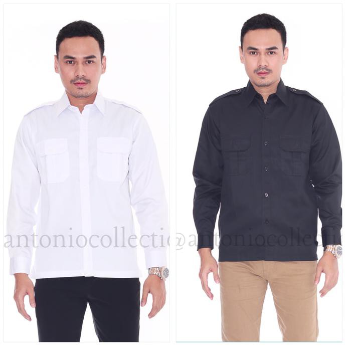 promo baju lapangan / kemeja pdl - putih, xl terbaru