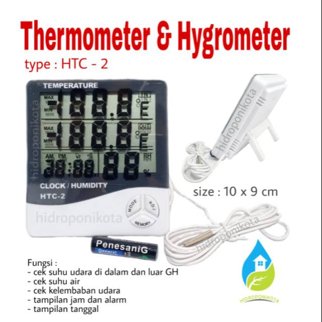 Thermohygro type HTC 2 (indoor dan outdoor) - thermometer, hygrometer &amp; clock - termometer