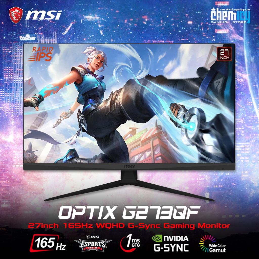 MSI Optix G273QF 27inch 165Hz WQHD G-Sync Gaming LED Monitor