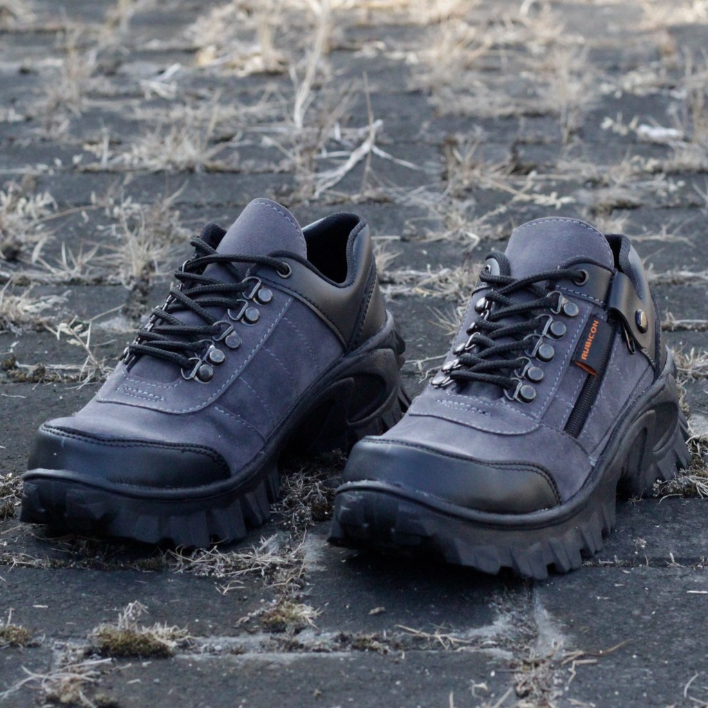 BIG PROMO | SEPATU BOOTS SAFETY UJUNG BESI PRIA RUBICON DINO GREY TACTICAL LOW BOOTS