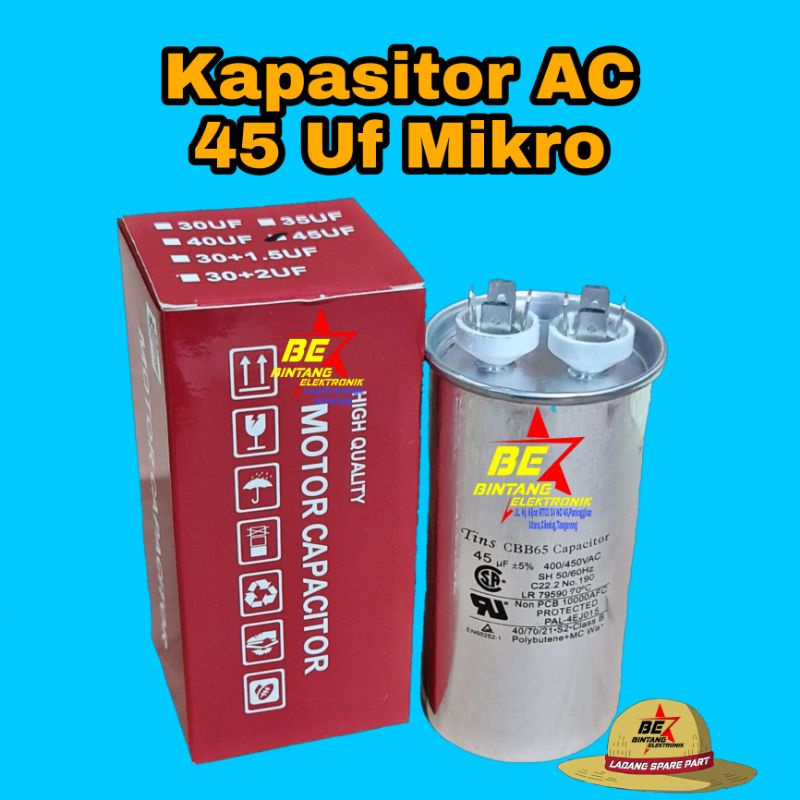 [COD] TINS KAPASITOR AC 45 UF CAPASITOR AC DOUBLE 45 MICRO 45 MIKRO 45UF