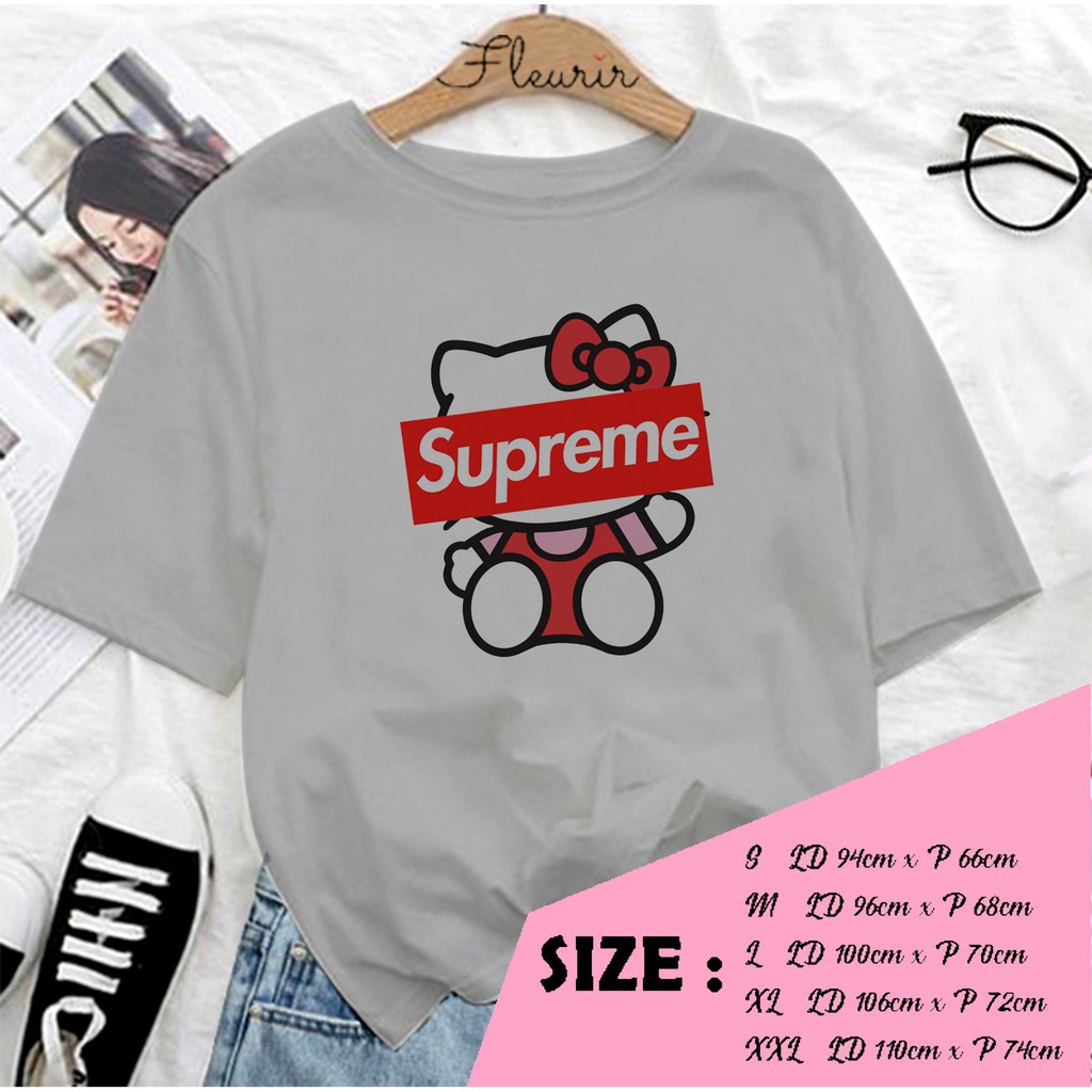 FLEURIR - KAOS SUPREME KITTY WANITA DEWASA LENGAN PENDEK TUMBLR TEE UNISEX