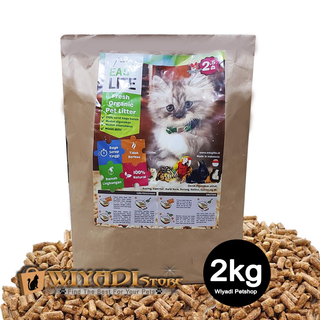 Easy Lite 2.5kg - Pasir Kucing Organik Gumpal Wood Pellet Aman