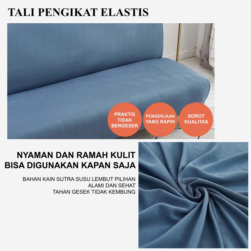 cover sofa bed Sarung sofa Sarung sofa elastis tahan debu Sarung pola polos Tempat tidur sofa