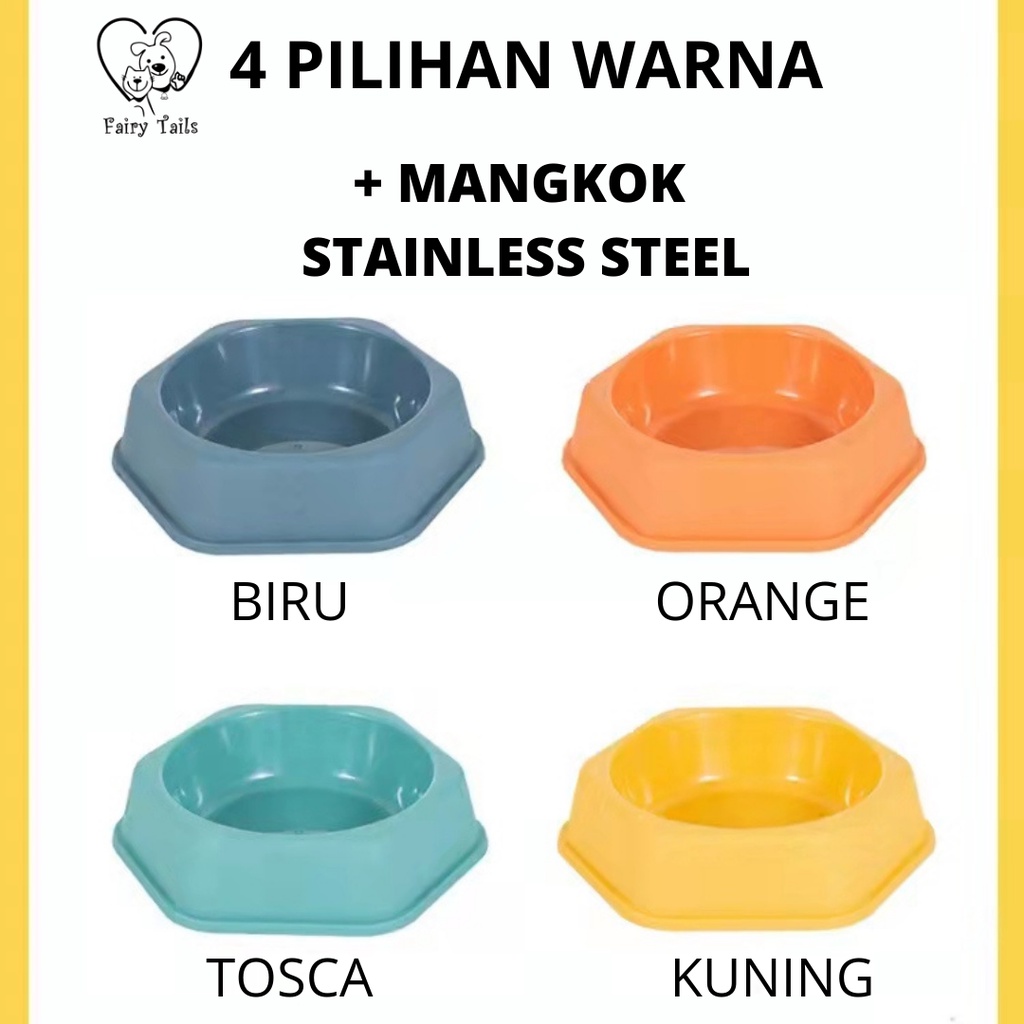 Mangkok Wadah Tempat Makan dan Minum Stainless Steel Anti Tumpah Untuk Kucing dan Anjing | Single Stainless Steel Food Bowl