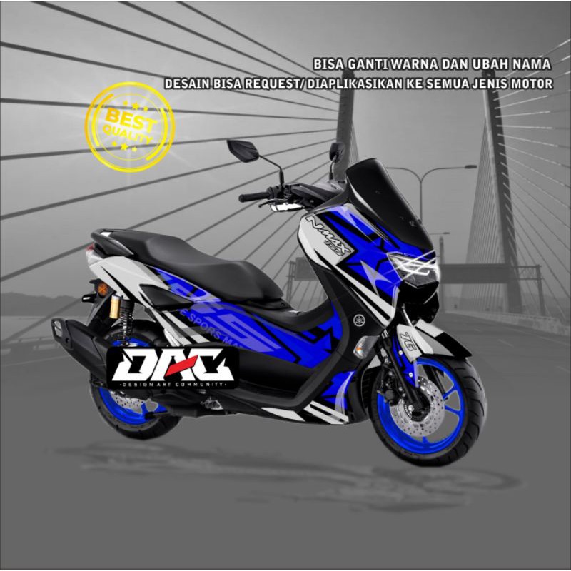 Sticker Decal full body Nmax grafis biru putih hitam