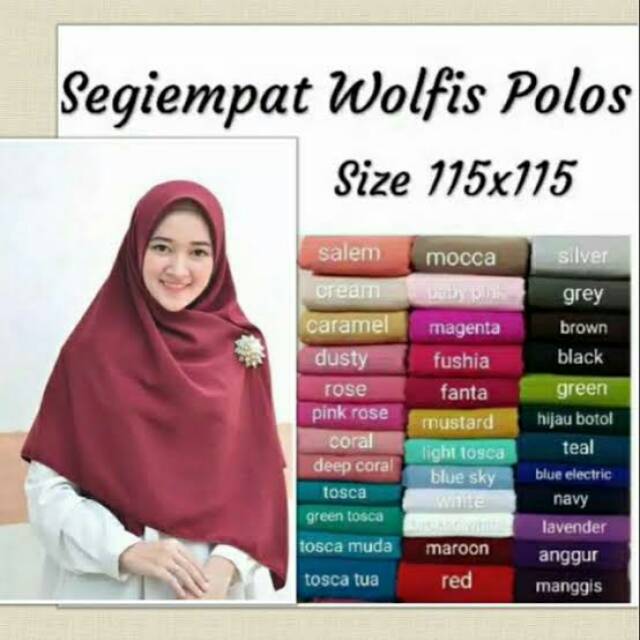Hijab segi empat/jilbab segi empat 115x115 wolfis