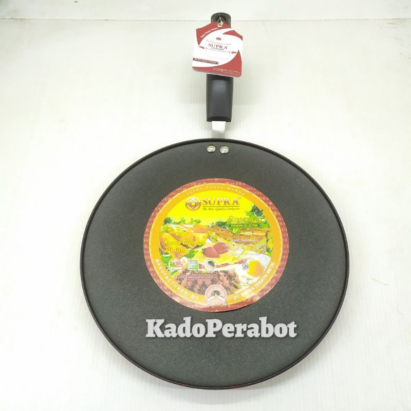 teflon round grill pan supra 30cm- wajan kebab- wajan bulat datar - wajan roti canai