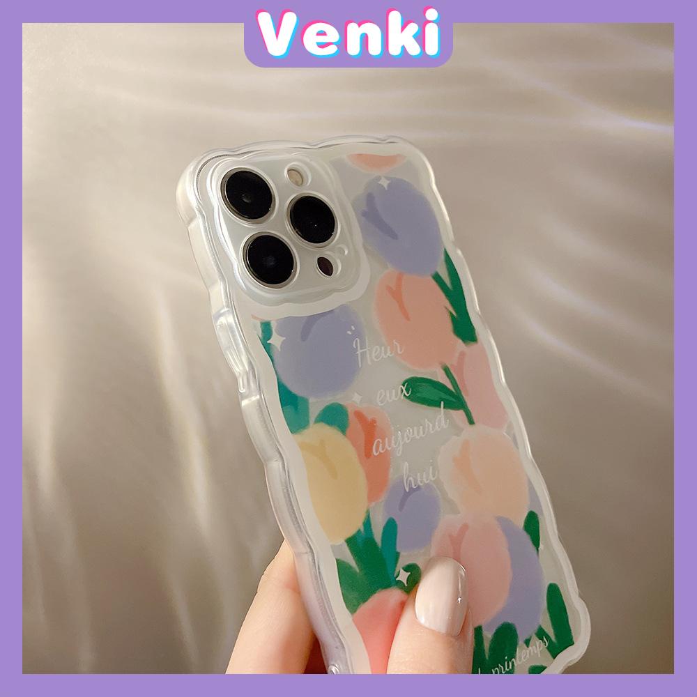 iPhone Case Silicone Soft Case Clear Case Wave Non-Slip Shockproof Camera Full Coverage Protection Tulip Flower For iPhone 13 Pro Max iPhone 12 Pro Max iPhone 11 iPhone 7 Plus