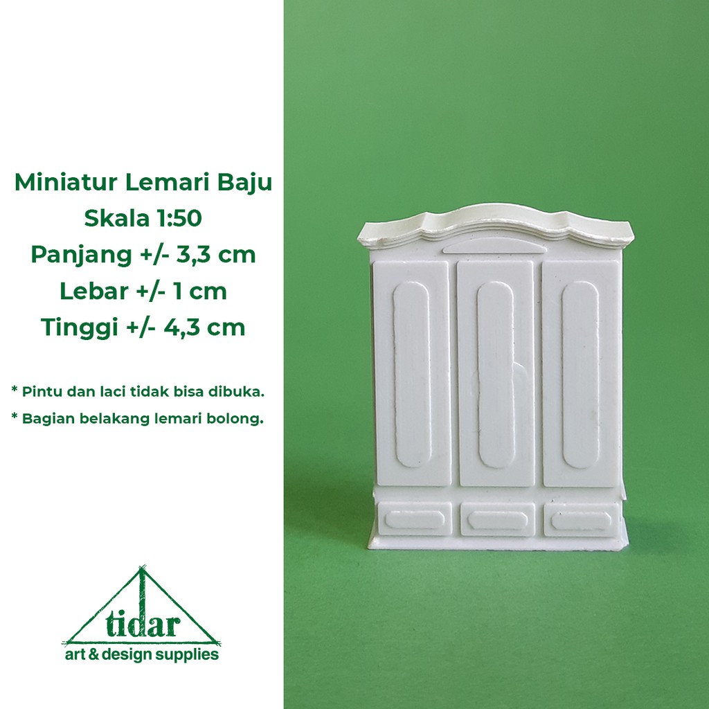 

[MR] BD - Miniatur Lemari Pakaian 3 Pintu / Almari Baju Putih Skala 1:50