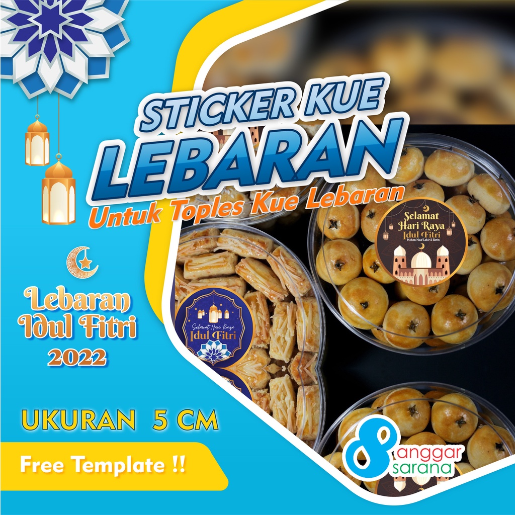 Stiker Toples Kue Kering Lebaran Idul Fitri Ukuran 5 cm