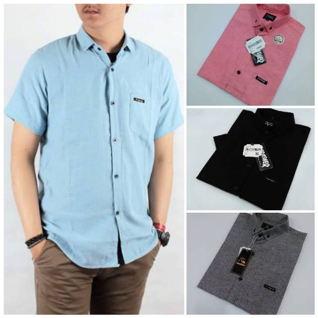 Kemeja Polos Lengan Pendek Kemeja Fashion Casual/Formal Pria - Bisa COD Bayar Ditempat