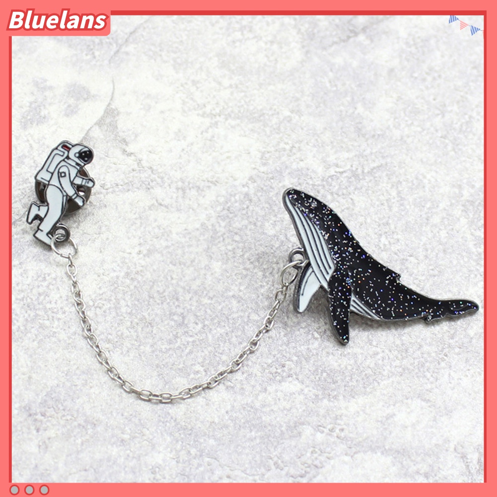 Bluelans Bros Pin Enamel Bentuk Astronot Whale Untuk Unisex