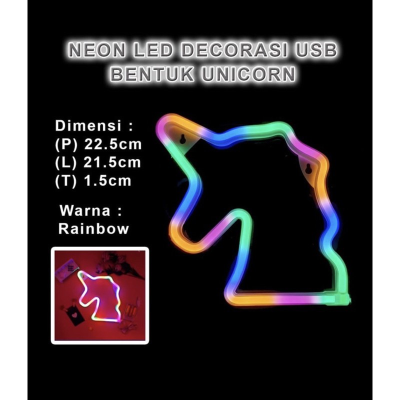 Lampu hias LED NEON dekorasi kamar tidur dekor rumah cafe UNICORN NEON