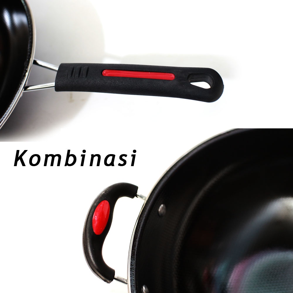 FM - Wajan Hitam 32 cm HA Enamel / Wok Pan Anti Karat Hitam /  Penggorengan Anti Lengket