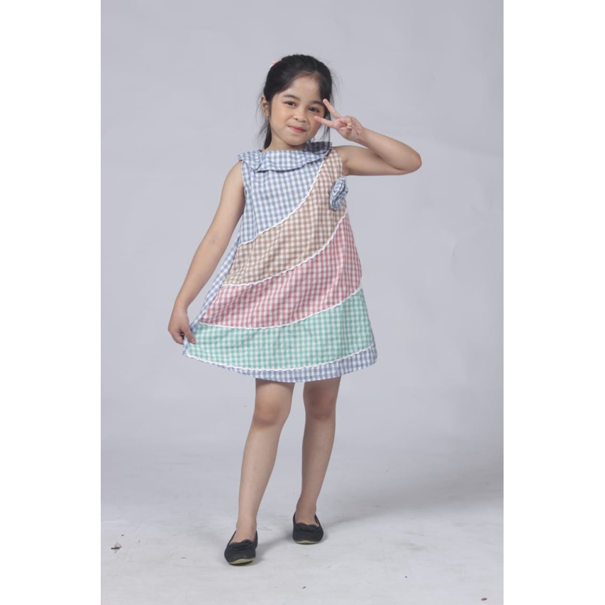 Zahra Dress Anak Perempuan Yuki Bahan Katun | Pakaian Anak Terlaris Umur 1-6 Tahun