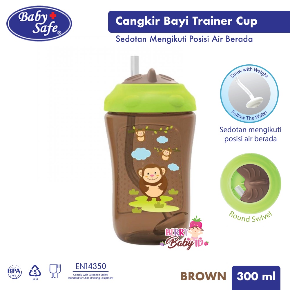 Baby Safe Trainer Cup Weighted Straw 300 ml Tempat Minum Bayi Sedotan BBS040 Berry Mart