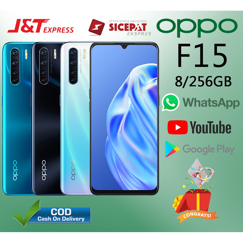 HP OPPO F15 Ram 8/256GB Smartphone 4G LET 6.4 inches Layar Tetesan Air 16MP+48MP Kamera Handphone