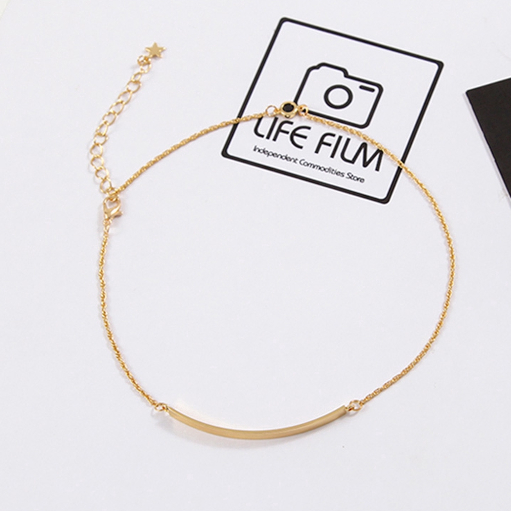 Gelang Rantai Panjang Simple Gaya Korea Warna Emas untuk Wanita-2