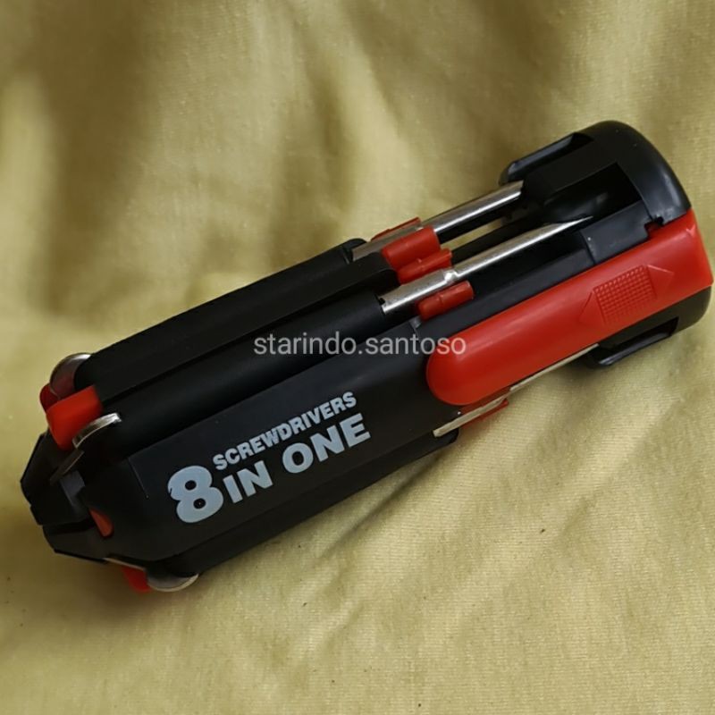 OBENG SET MULTIFUNGSI senter LED 8 in 1 plus minus screwdriver tools